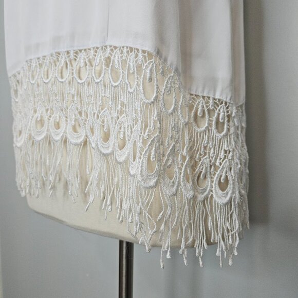 Show Me Your Mumu White Tank Top Crochet Lace Sleeveless High Neck Shirt Small - Picture 3 of 10